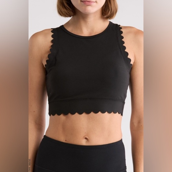 JESSICA SIMPSON Black Edge Sports Bra Size Medium NWOT - Picture 1 of 10